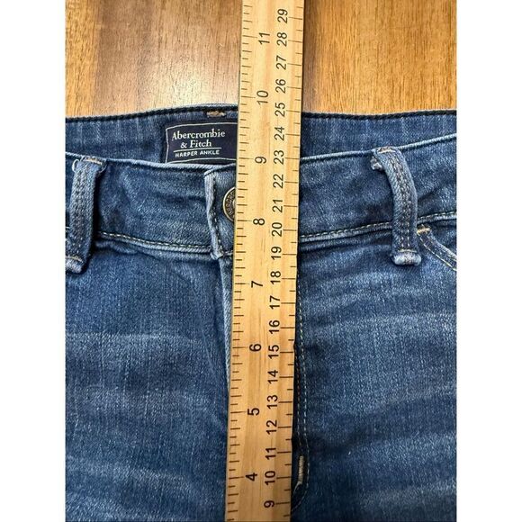 Abercrombie & Fitch Ankle Jeans Harper 4S 27 Distressed Medium Dark Wash Raw Hem - Picture 7 of 8